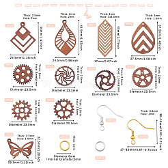 Наборы для самодельных сережек-подвесок из орехового дерева&nbsp;DIY-TA0011-07