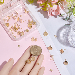 32 шт. 201 нержавеющая сталь плоская круглая фурнитура для сережек-гвоздиков&nbsp;STAS-BBC0008-90G