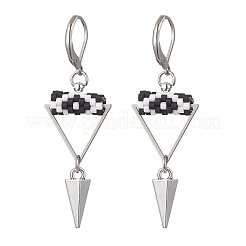 Серьги-гвоздики с застежкой-молнией из латунного стекла с треугольным глазом&nbsp;EJEW-MZ00452-05