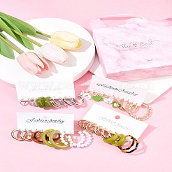 5 комплект из 5-х цветных комплектов серег-колец из сплава EJEW-FS0001-23A