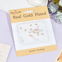 5 пара сережек-гвоздиков в форме звезды из латуни с микропаве из прозрачного кубического циркония&nbsp;ZIRC-BBC0002-55