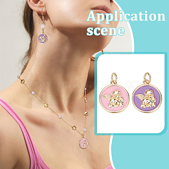 8шт 2 цвета латунные подвески с эмалью&nbsp;KK-BC0015-14