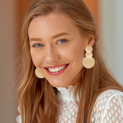 4 пара 4 стильных плоских круглых висячих серег-гвоздиков из сплава для женщин&nbsp;EJEW-AN0003-91