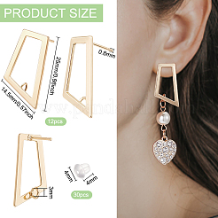 12 шт. латунная ажурная трапециевидная фурнитура для сережек-гвоздиков&nbsp;KK-BC0011-02