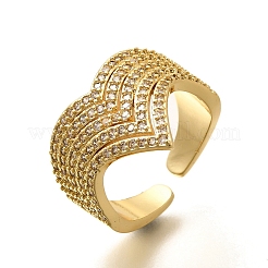 Кольца-манжеты для пальцев с покрытием из латуни с микропаве из прозрачного кубического циркония для женщин&nbsp;RJEW-M028-26G