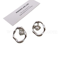 Овальные серьги-гвоздики из латуни и акрила&nbsp;FS-WGF0153-01