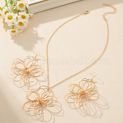 Комплекты из ожерелий и серег с подвесками из полого цветочного сплава&nbsp;FS-WG212DE-01