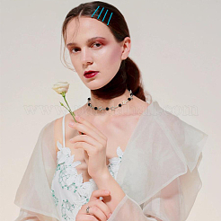 4 шт. 4 стильных браслета и ожерелья из сплава с полыми звездообразными звеньями и бусинами из АБС-пластика&nbsp;SJEW-FI0001-09