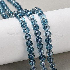 Окрашенная круглые натуральный потрескивание кварц бисер пряди&nbsp;G-K084-6mm-03A