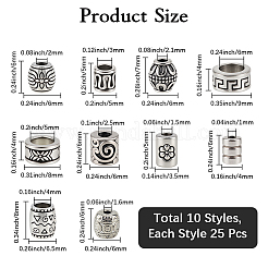 250 шт. 10 стиля бусины из сплава в тибетском стиле&nbsp;TIBE-PA0001-04