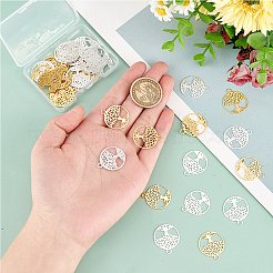 40 шт. двухцветные латунные филигранные подвески&nbsp;KK-DC0002-08