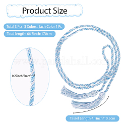 3 шт. 3-цветная полиэстеровая двухконечная веревка с кисточками для выпускников&nbsp;FIND-CN0001-84