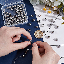 80 шт. круглые бусины из нержавеющей стали 304 с швом&nbsp;STAS-UN0063-62D-P