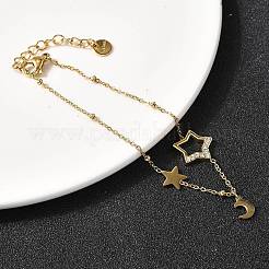 Браслеты из нержавеющей стали 304 с микро-паве из звеньев для женщин&nbsp;BJEW-Z140-04G