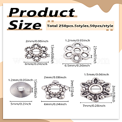 250 шт. 5 стиля тибетского сплава и колпачки для бусин из нержавеющей стали 304&nbsp;FIND-LP0003-16