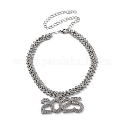 Латунные ожерелья с подвеской из хрусталя и стразами для женщин&nbsp;NJEW-Q005-01P