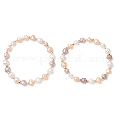 Эластичные браслеты для женщин из натурального культивированного пресноводного жемчуга и бусин из нержавеющей стали 304.&nbsp;BJEW-JB13346