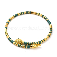 Ожерелья-чокеры со змеиным принтом из сплава зеленого цвета со стразами для женщин&nbsp;LS-NJEW-Z087-01G