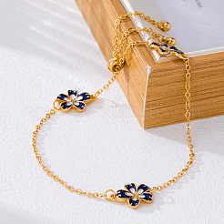 Браслеты на лодыжку с эмалированными звеньями в виде голубых цветов&nbsp;FS-WG65877-01