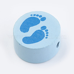 Бусины из натурального дерева с принтом&nbsp;WOOD-Q030-01