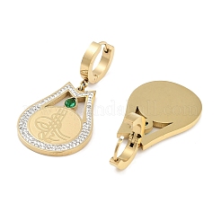 Серьги-подвески из нержавеющей стали 304 со стеклянными подвесками&nbsp;EJEW-L283-065G