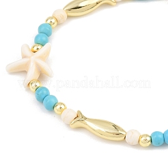 Браслеты из синтетической бирюзы и латунных бусин для женщин&nbsp;BJEW-JB12487