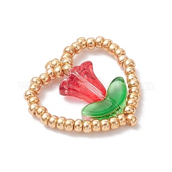 Подвески в виде сердечек и цветов из стеклянного бисера Miyuki&nbsp;PALLOY-MZ01079-02