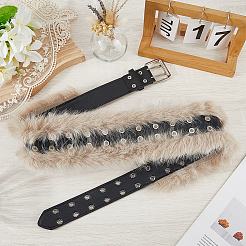 Женские ремни-цепочки из искусственной кожи и искусственного меха черного цвета&nbsp;AJEW-WH20006-388A-02