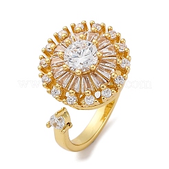 Вращающиеся открытые манжеты-кольца для женщин с изображением подсолнечника&nbsp;RJEW-C118-10G