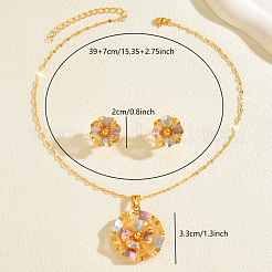 Комплекты из винтажных латунных серег-гвоздиков и ожерелий с подвесками в виде цветов для женщин&nbsp;GX0919