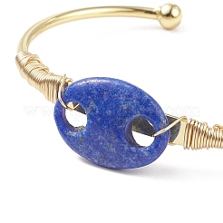 Браслет-манжета с открытой манжетой из натуральных кофейных зерен лазурита&nbsp;BJEW-G660-01G-12