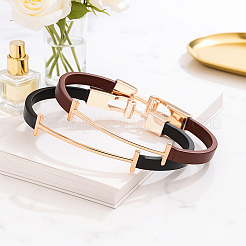 2шт 2 цвета браслеты из искусственной кожи для женщин&nbsp;BJEW-GO0002-09