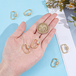 Латунь микропаве прозрачный кубический цирконий винт карабин брелоки&nbsp;KK-WH0062-242A-G