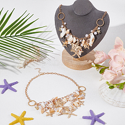 2 шт. летние пляжные ожерелья из натуральных ракушек и искусственного жемчуга из смолы&nbsp;NJEW-UN0001-55