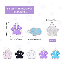 80шт 5 цвета сплава эмалевые подвески&nbsp;ENAM-FH0001-80