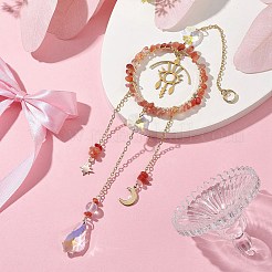 Обернутое проволокой кольцо из натурального южного красного агата&nbsp;HJEW-TA00168