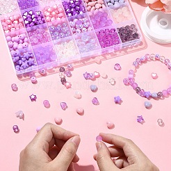 Наборы для изготовления браслетов из акриловых бусин с круглыми звездами и цветами своими руками&nbsp;DIY-YW0009-95