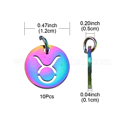 12 шт. 12 стиля радужного цвета с ионным покрытием (IP) 201 подвески из нержавеющей стали&nbsp;STAS-YW0001-32