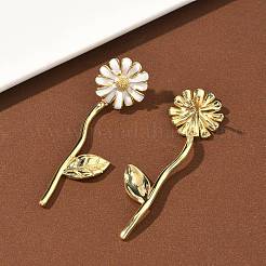 Серьги-гвоздики из латуни с цветком&nbsp;EJEW-C181-05G