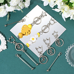 10шт. брелок для ключей из железного прута с бусинами&nbsp;KEYC-SC0001-77