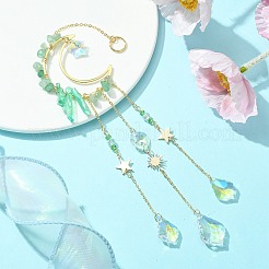 Подвесные латунные украшения в виде луны и звезды&nbsp;HJEW-JM01478-03