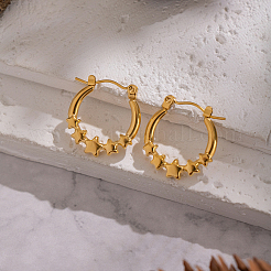 Серьги-кольца в европейском стиле в форме звезды из нержавеющей стали 304.&nbsp;IU1810