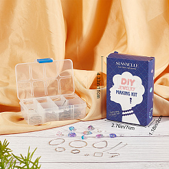 Наборы для самостоятельного изготовления стеклянных сережек в фиолетовом стиле&nbsp;DIY-SC0014-36P