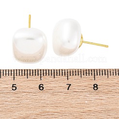 Квадратные серьги-гвоздики из латуни и пластика для женщин&nbsp;EJEW-G425-01G-02