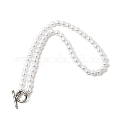 Белые круглые пластиковые жемчужные бусы диаметром 8 мм для женщин&nbsp;NJEW-L469-01P