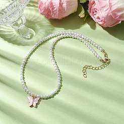 Ожерелья с подвесками-бабочками из сплава акрила&nbsp;NJEW-JN04782-01