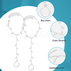 2шт латунные прозрачные кубические циркониевые браслеты-цепочки для женщин&nbsp;BJEW-BBC0001-09S