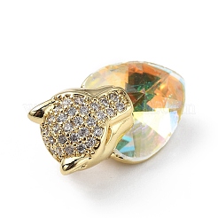 Настоящие 18-каратные позолоченные подвески из латуни с микропаве из прозрачного кубического циркония&nbsp;KK-C015-19G-16