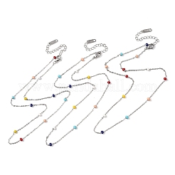 Женские ожерелья-цепочки из нержавеющей стали 304 с эмалированными бусинами-рондель&nbsp;NJEW-G190-01P