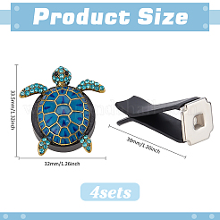 4 пакетик морская черепаха сплав горный хрусталь автомобильные зажимы для воздуховодов&nbsp;AJEW-ME0001-14